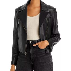 Vince Women's Black and Tan Leather Jacket